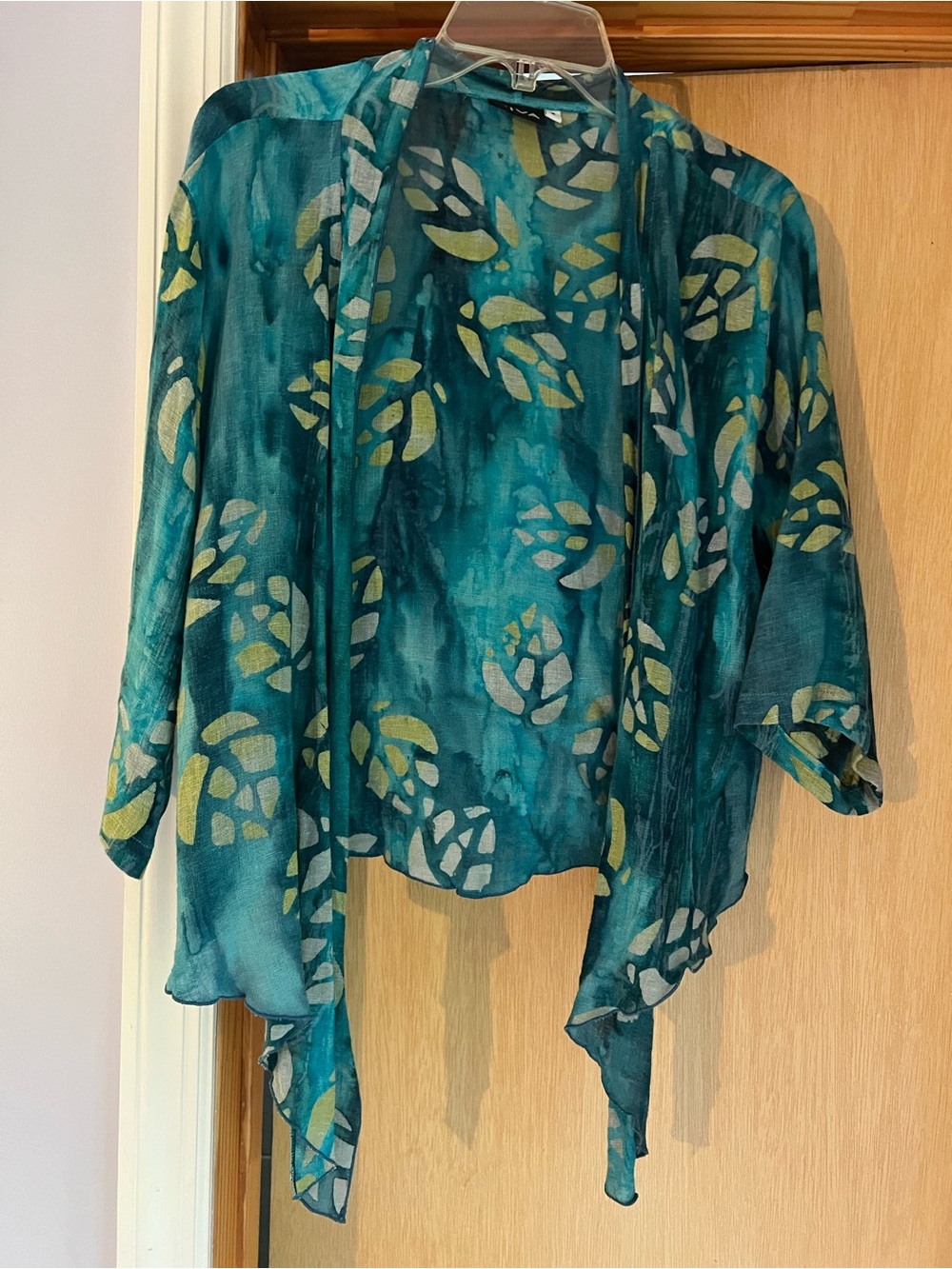 Diva Teal and Yellow Leaf-Print Lightweight Tunic